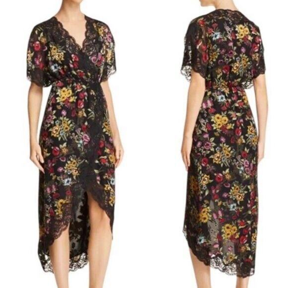 Alice + Olivia Dresses & Skirts - Alice Olivia Adele Full Wrap Floral Lace Midi Dress